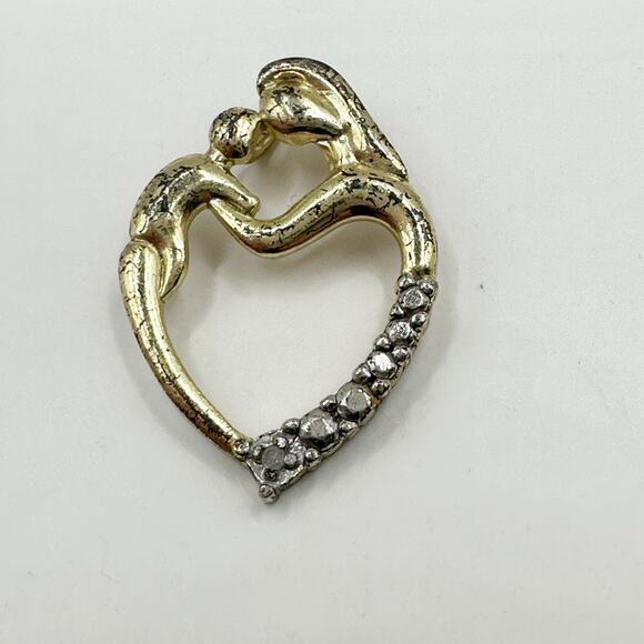 925 FAS Vintage Pendant Mother Child Heart Spiritual Inspirational Religious - Picture 3 of 7